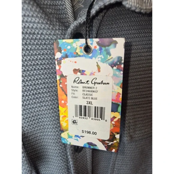Robert Graham Brunner 2 Classic Fit Slate Blue Textured Long Sleeve 3XL - Picture 3 of 5